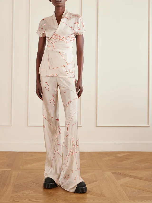 RICK OWENS Bias paneled printed satin pants, photo 2 of 2 from NET-A-PORTER (Canada)