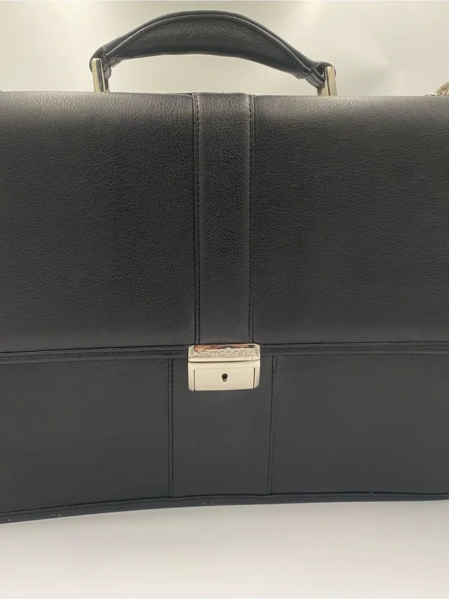 Samsonite Leather Laptop Briefcase With Silver Hardware in black Leather from Poshmark