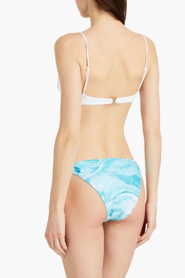 Ganni Twisted printed low-rise bikini briefs in Blue, photo 3 of 4 from THE OUTNET