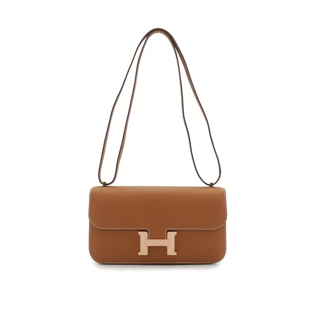 Hermès Constance Elan Gold Epsom Shoulder Bag 2025 K Stamp Rose Gold Hardware in Gold Epsom leather from Luxury Promise
