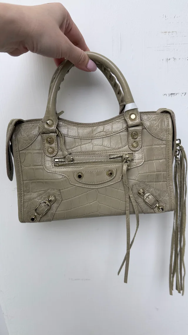 Balenciaga Embossed Croc Beige LGHW Bag in Beige Crocodile from Luxury Promise, photo 1 of 1