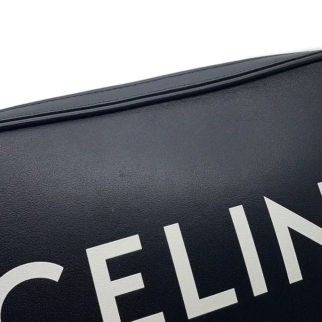 Celine logo messenger bag Black194503DOT Leather in Leather from GALLERY RARE, photo 9 of 18