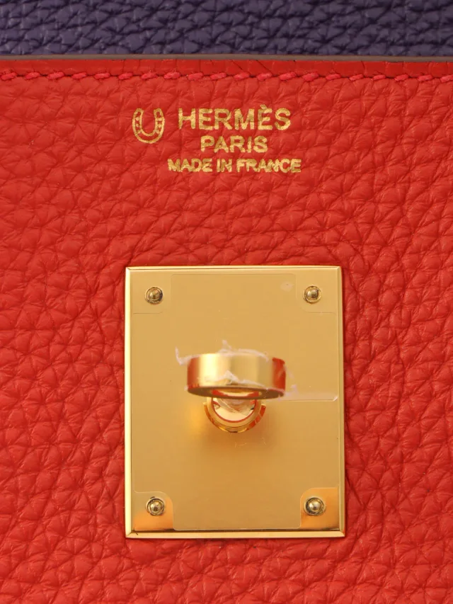 Hermès 2012 Made Birkin 30 Rouge Vif/Rouge Pivoine/Ultraviolet in Red Togo leather from VINTAGE QOO TOKYO, photo 7 of 12