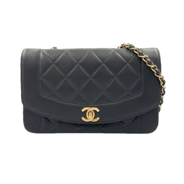 Chanel Diana Quilted Chain Shoulder Bag Black in Black from The Reluxe