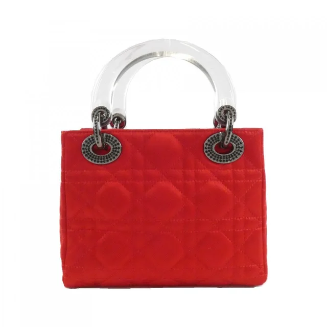 Christian Dior Lady Dior bag in RED+CLEAR(レッド+クリア) / SILVER(シルバー)金具 サテン from KOMEHYO, photo 2 of 8