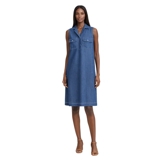 Loro Piana PURPLE DRESS LIGHT DENIM I DRESS (fustan) in NAVY BLUE Denim from Luxury Promise