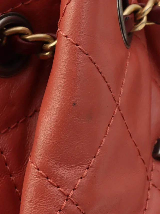 Chanel 2018 Production CC Mark Plate Chain Backpack Pink/Bordeaux in Burgundy Leather from VINTAGE QOO TOKYO, photo 21 of 23