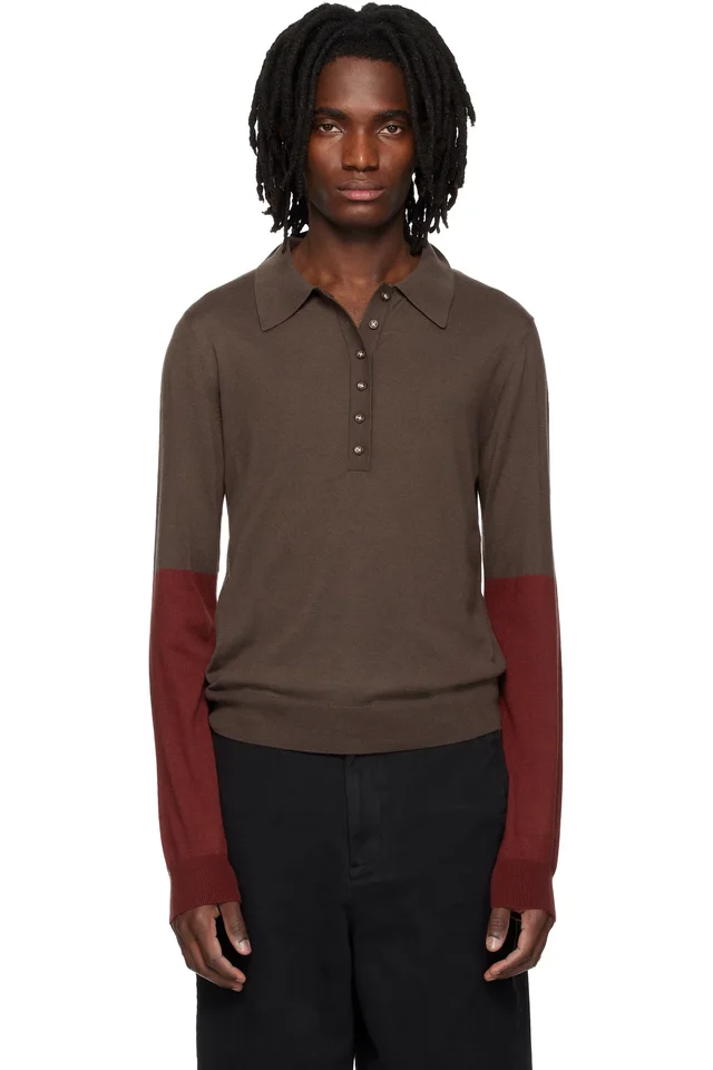 Entire Studios Brown Split Sleeve Polo, image 1 of 1 from SSENSE