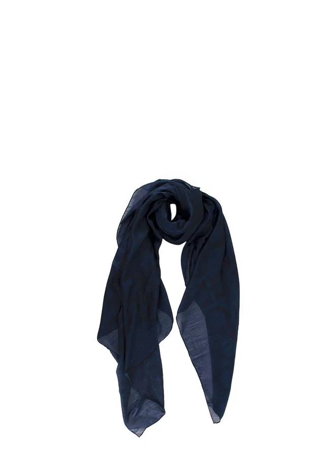 Ferragamo Blue Gancini Print Scarf in Blue Cashmere from HEWI