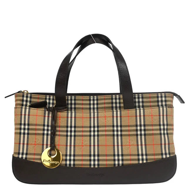 Burberry Burberrys Beige House Check Handbag in Beige Canvas from AMORE Vintage Tokyo
