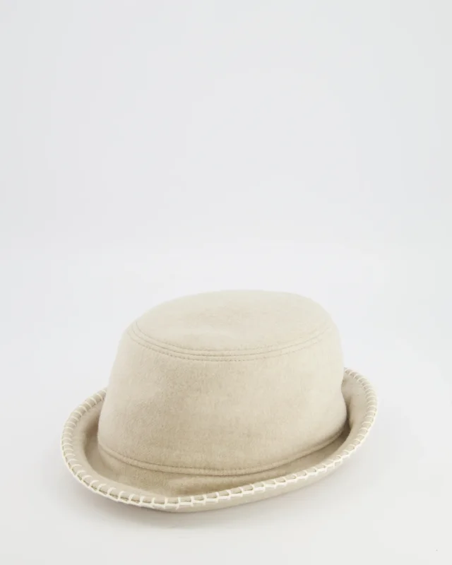 Hermès Corde, Ecru Wool and Cashmere Harper Point Avalon Bucket Hat Size 57 in Cashmere from Sellier, photo 2 of 10
