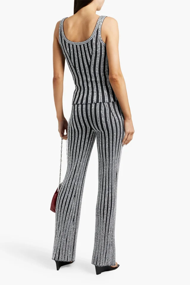 Missoni Sequin-Embellished Ribbed-Knit Flared Pants in Silver, photo 7 of 8 from THE OUTNET