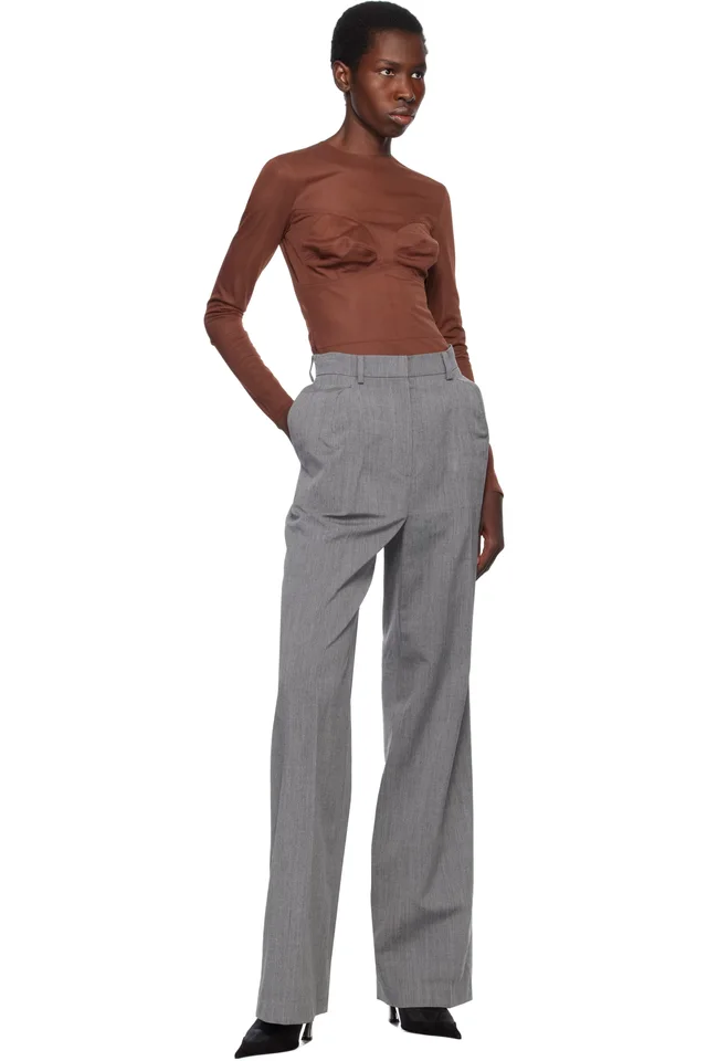Pushbutton Gray Shoulder Puff Trousers, photo 4 of 4 from SSENSE