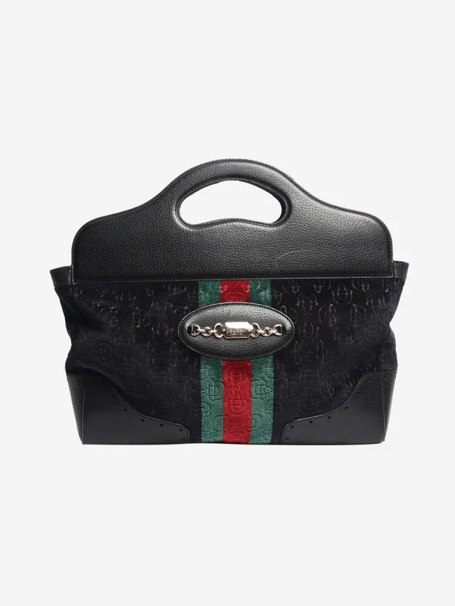 Gucci Navy velvet Horsebit tote bag in Navy Velvet from Sign of the Times
