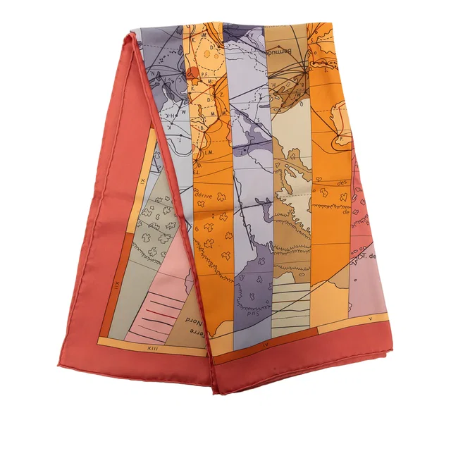 Multi Hermès Le Monde Est Vaste Silk Scarf 90 Scarves in Silk from Designer Revival