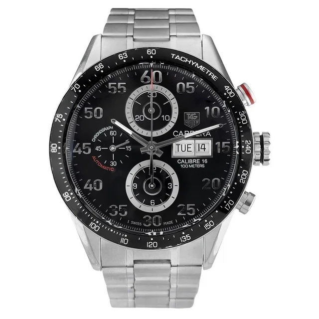 TAG Heuer Carrera Chronograph Automatic Black Dial Mens Watch CV2A10.BA0796 in silver|black|gray from Jomashop.com