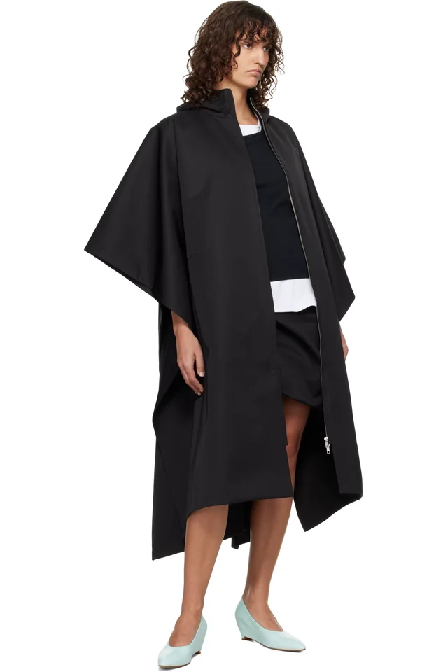 LII Black Long Poncho Coat, photo 4 of 4 from SSENSE