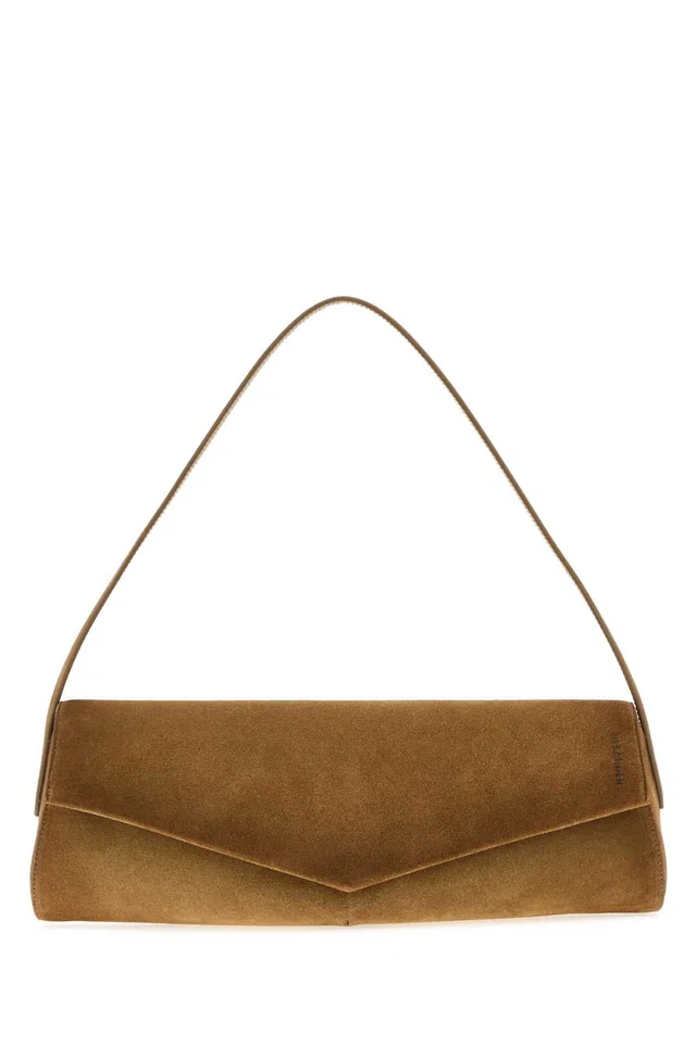 Jil Sander Flap Shoulder Bag — Brown in Brown Suede from HEWI
