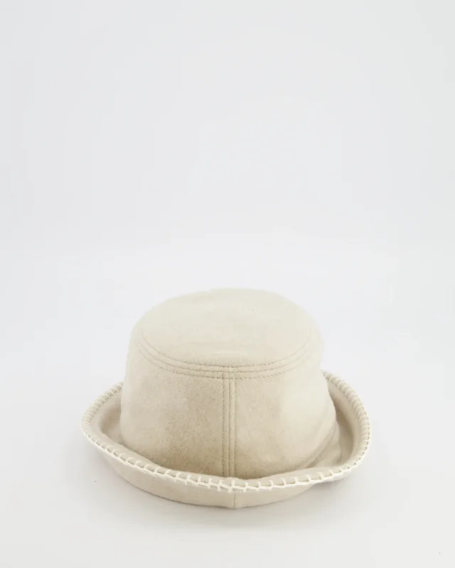 Hermès Corde, Ecru Wool and Cashmere Harper Point Avalon Bucket Hat Size 57 in Cashmere from Sellier, photo 4 of 10