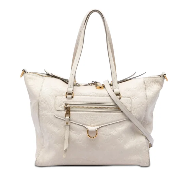 Beige Louis Vuitton Monogram Empreinte Lumineuse PM Satchel in Beige Leather from Designer Revival