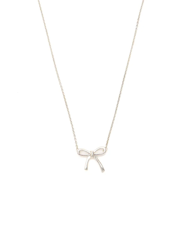 Tiffany & Co. Silver Bow Necklace in Silver Silk from A Retro Tale
