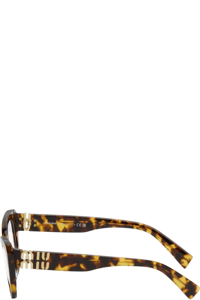 Miu Miu Eyewear Brown Cat Eye Acetate Sunglasses, photo 3 of 4 from SSENSE