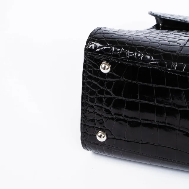Delvaux Black Shiny Alligator Brillant Mini Bag in Black Crocodile from Labellov, photo 11 of 13