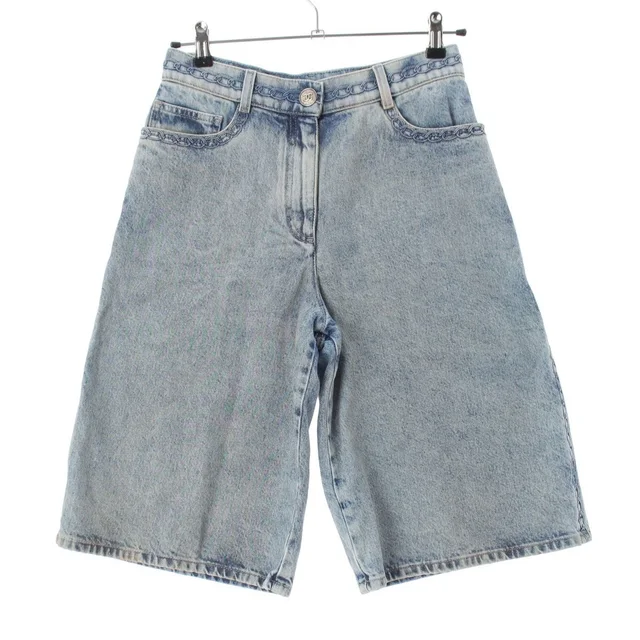 Chanel Cotton Chain Motif Denim Culottes Pants Indigo 36 in Denim from The Reluxe