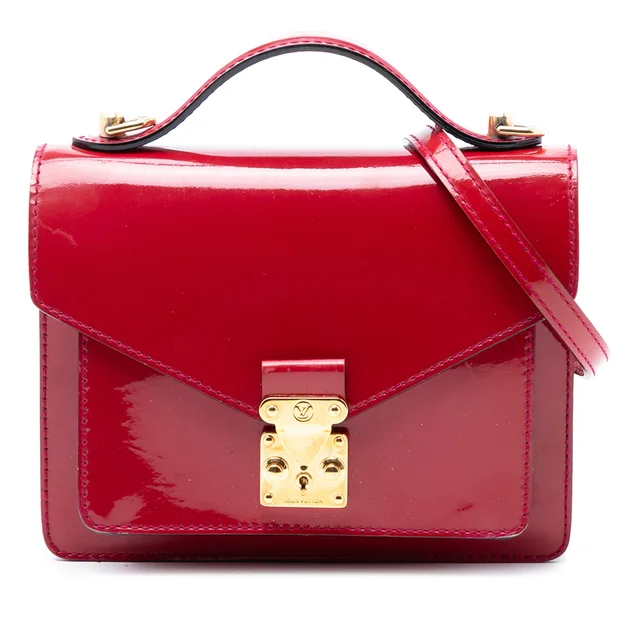 Red Louis Vuitton Vernis Monceau BB Satchel in Red Leather from Designer Revival