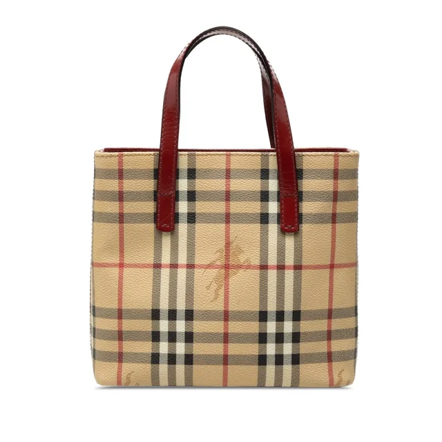 Burberry Haymarket Check Coated Canvas Handbag in white|neutral Coated canvas from Her-Age, photo 1 of 1