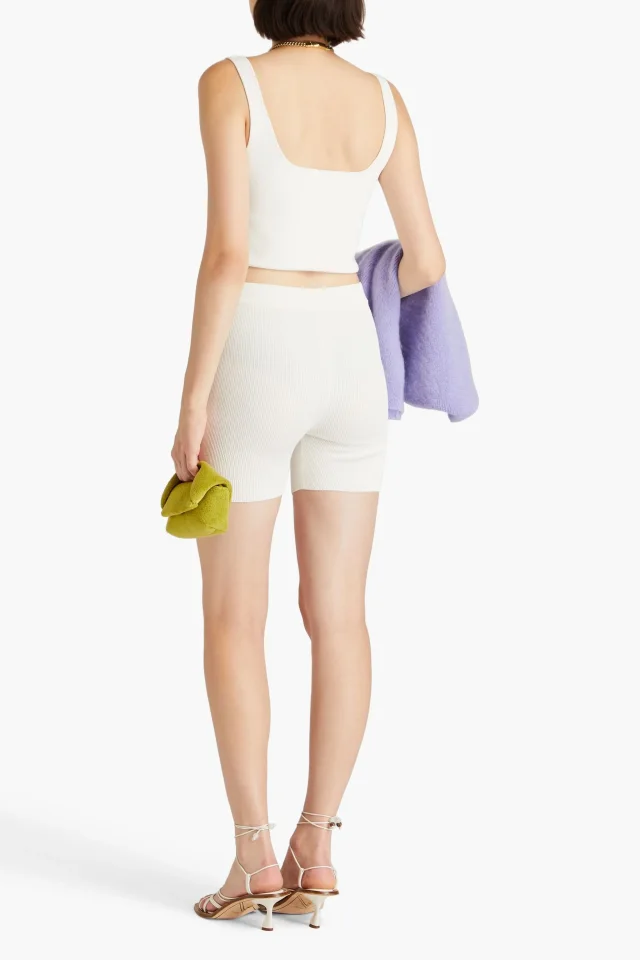 Jacquemus Pralù Ribbed-Knit Logo-Embellished Shorts, photo 3 of 4 from THE OUTNET