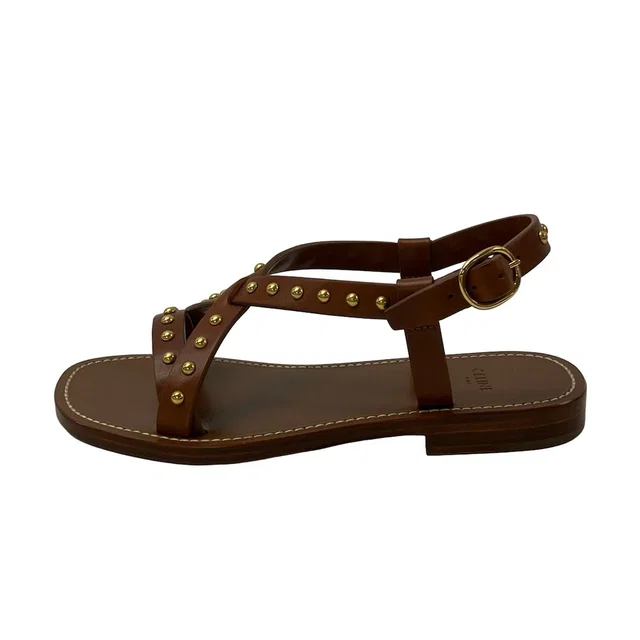 Celine Sandals Brown Studded Leather 35 in Brown Leather from The Reluxe