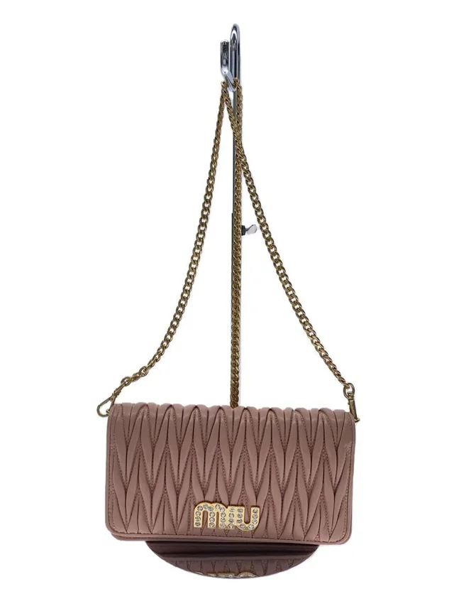 Miu Miu Matelasse Leather Chain Shoulder Bag Shimmering Rhinestone Pink in pink Leather from Poshmark