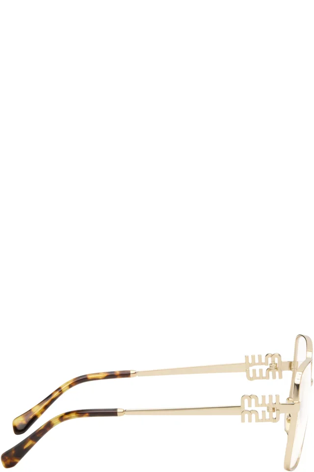 Miu Miu Eyewear Gold Square Glasses, photo 2 of 2 from SSENSE