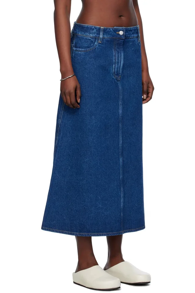 Studio Nicholson Indigo A-Line Denim Maxi Skirt, photo 2 of 4 from SSENSE