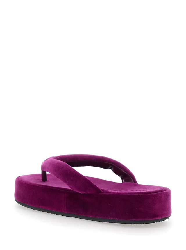BALENCIAGA 'Jet Leg' Violet sandals with Thong Design and Logo Lettering on the Strap in Cotton Blend for Women in 70% Cotton 30% Viscose, photo 6 of 8 from Gaudenzi Boutique
