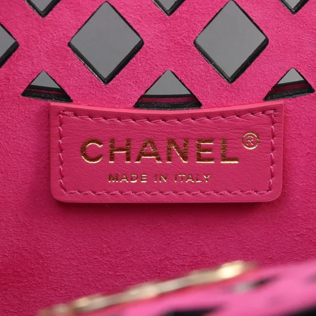 Chanel Circa 2021 Diamond Punching CC Turn-lock Chain Tote Bag Black in Black Calfskin from VINTAGE QOO TOKYO, photo 4 of 23
