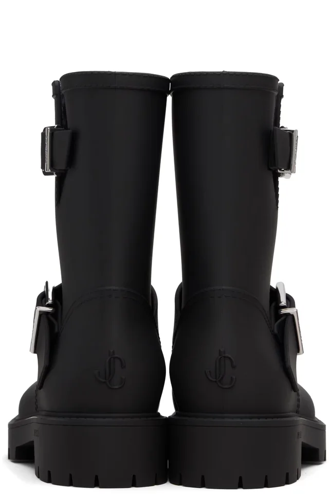 Jimmy Choo Black Biker Rain Boots, photo 2 of 5 from SSENSE