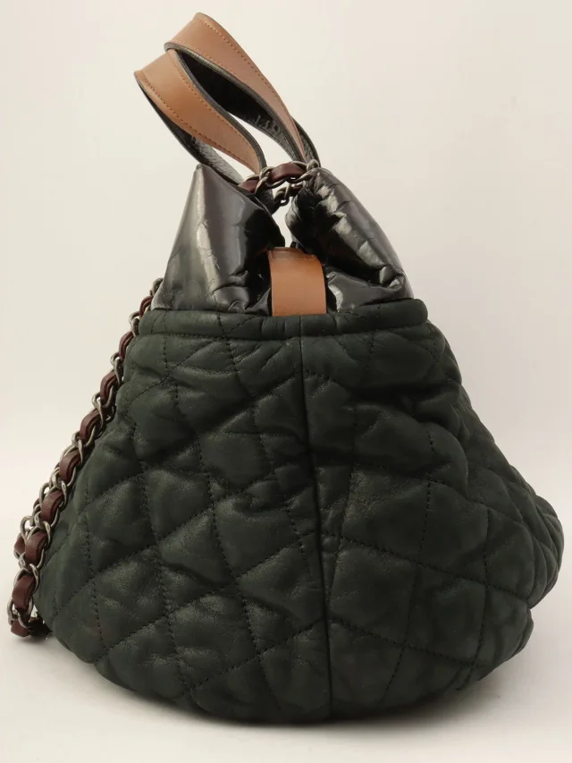 Chanel Circa 2011 In the Mix CC Mark 2-Way Bag Charcoal Grey/Dark Brown in Brown Calfskin from VINTAGE QOO TOKYO, photo 3 of 13