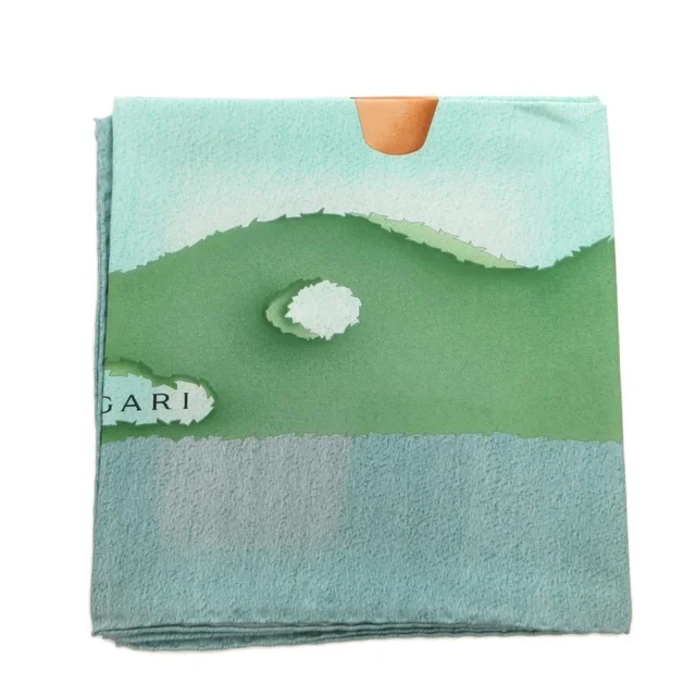 Bvlgari Scarf All Over Print Silk Green in Green Silk from The Reluxe