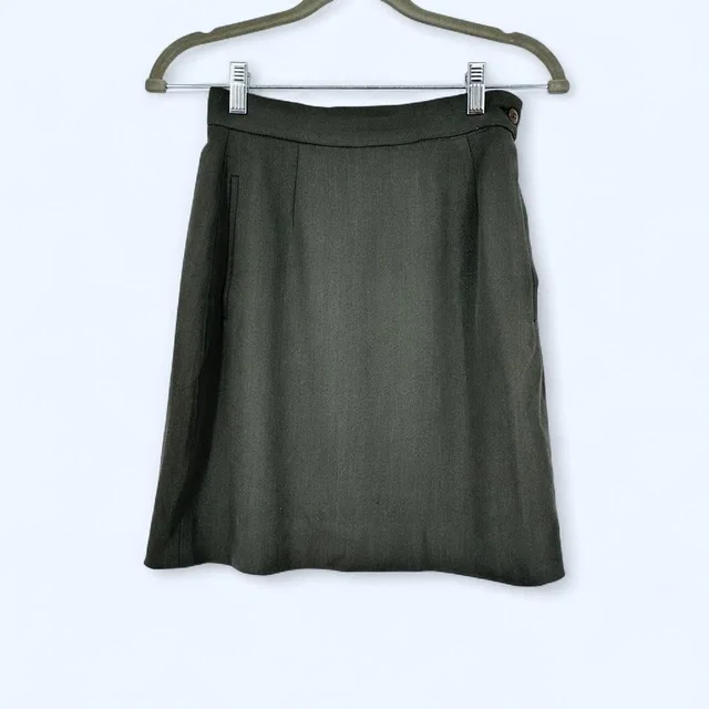 Vintage 1994 Giorgio Armani Borgonuovo 21 Olive Wool Blend Mini Skirt Size 6 in green Wool from Poshmark