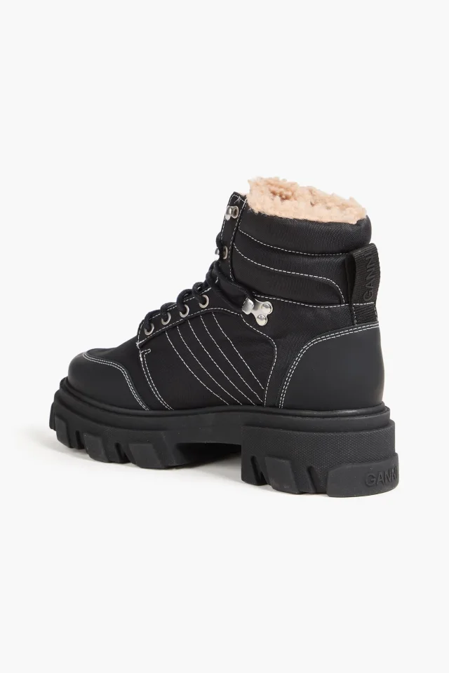Ganni Quilted Canvas Hiking Boots in Black, photo 3 of 4 from THE OUTNET
