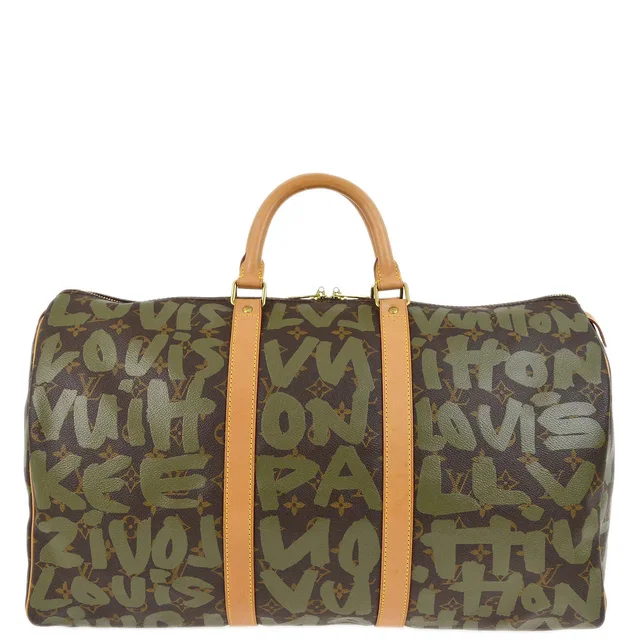 Louis Vuitton 2001 Khaki Monogram Graffiti Keepall 50 Duffle Bag M92196 in Green Canvas from AMORE Vintage Tokyo