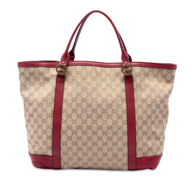 Beige Gucci GG Canvas Twins Tote in Beige Canvas from Designer Revival