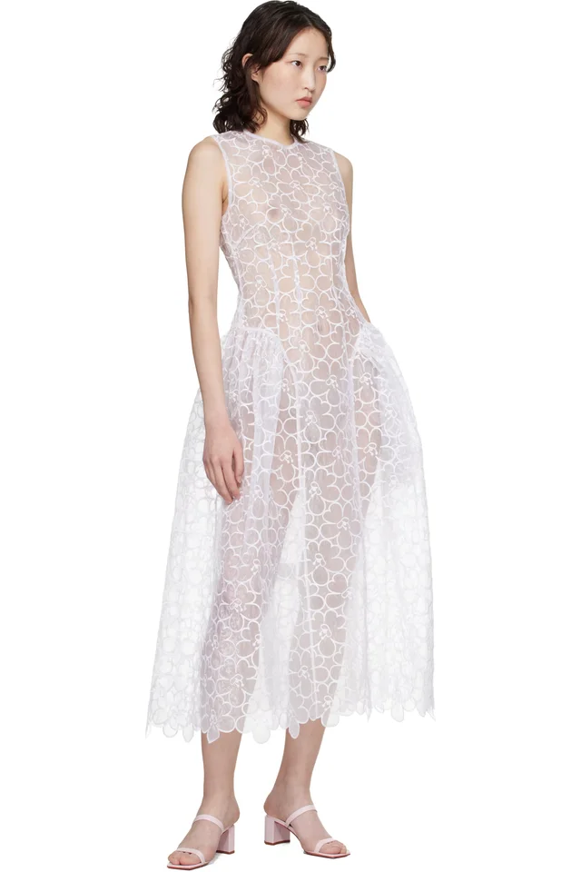 Cecilie Bahnsen White CBcate Midi Dress, photo 4 of 4 from SSENSE