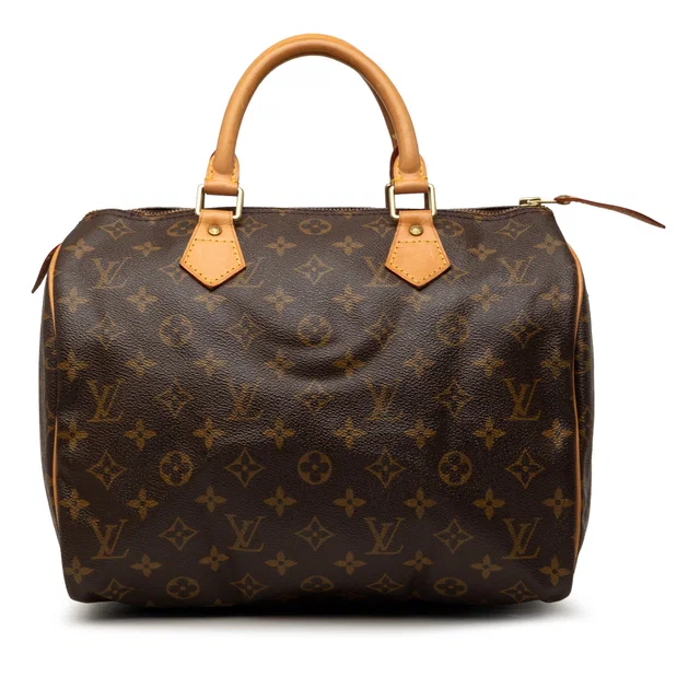 Brown Louis Vuitton Monogram Speedy 30 Boston Bag in Brown Coated canvas from Designer Revival