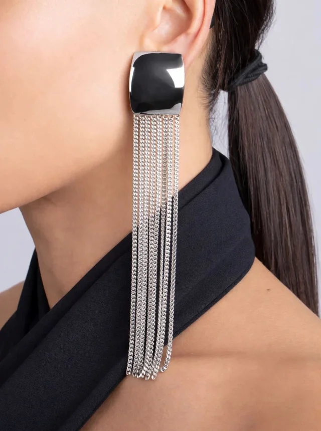 FEDERICA TOSI EARRING JULIE LONG Earrings with silver and metallic details, women, photo 5 of 6 from Gaudenzi Boutique