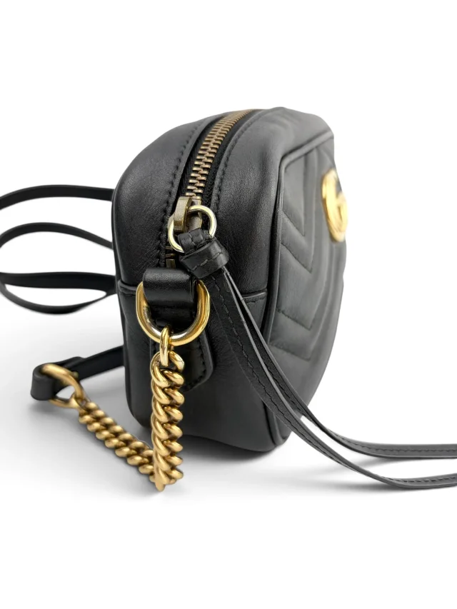 Gucci Black Leather GG Marmont Small Crossbody in Black Leather from Season 2 Consign, photo 2 of 9