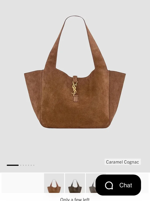 Le Bea Caramel Cognac Suede Tote With Gold Ysl Accent in red|brown Suede from Poshmark