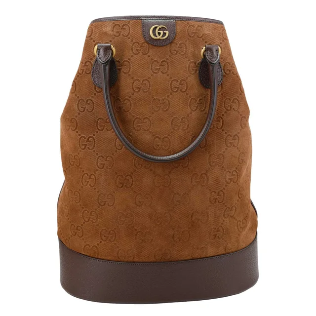 Gucci Savoy Jumbo GG Suede Textured Leather Tote Bag Brown 760227 in Brown Suede from Dallas Designer Handbags